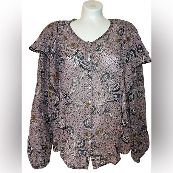 Anthropologie Dolan Floral Ruffle Blouse - Picture 4 of 11